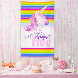 Niedliches Einhorn-Regenbogenbanner 5. Geburtstags Banner