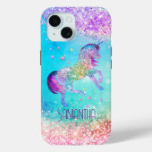 Niedliches Einhorn-Rosa Glitzer Regenbogenaqua Mon Case-Mate iPhone Hülle (Rückseite)