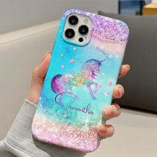 Niedliches Einhorn-Rosa Glitzer Regenbogenaqua Mon Case-Mate iPhone Hülle