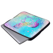 Niedliches Einhorn-Rosa Glitzer Regenbogenaqua Mon Laptopschutzhülle (Vorne Knopf)