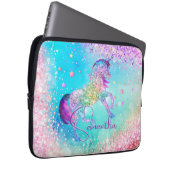 Niedliches Einhorn-Rosa Glitzer Regenbogenaqua Mon Laptopschutzhülle (Vorne Rechts)