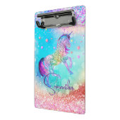 Niedliches Einhorn-Rosa Glitzer Regenbogenaqua Mon Mini Klemmbrett (Gewinkelt2)