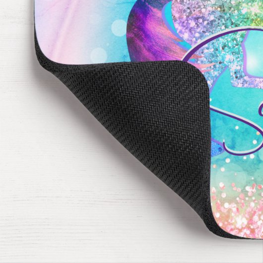 Niedliches Einhorn-Rosa Glitzer Regenbogenaqua Mon Mousepad (Ecke)