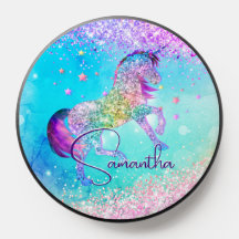Niedliches Einhorn-Rosa Glitzer Regenbogenaqua Mon