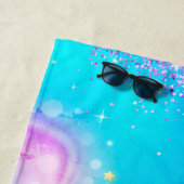 Niedliches Einhorn-Rosa Glitzer Regenbogenaqua Mon Strandtuch (Beispiel)