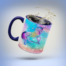 Niedliches Einhorn-Rosa Glitzer Regenbogenaqua Mon