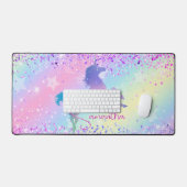 Niedliches Einhorn-Rosa Glitzer Regenbogenart Mono Schreibtischunterlage (Tastatur & Maus)