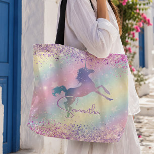 Niedliches Einhorn-Rosa Glitzer Regenbogenart Mono Tasche