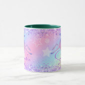 Niedliches Einhorn-Rosa Glitzer Regenbogenart Mono Tasse (Zentrum)