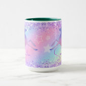 Niedliches Einhorn-Rosa Glitzer Regenbogenart Mono Tasse (Zentrum)