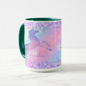 Niedliches Einhorn-Rosa Glitzer Regenbogenart Mono Tasse (Vorderseite Links)