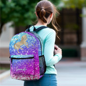 Niedliches Einhorn-Rosa Glitzer Regenbogengold Mon Bedruckter Rucksack