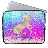 Niedliches Einhorn-Rosa Glitzer Regenbogengold Mon