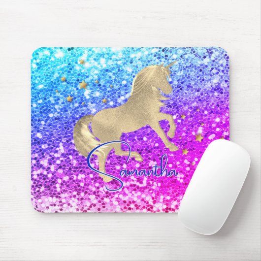 Niedliches Einhorn-Rosa Glitzer Regenbogengold Mon Mousepad (Mit Mouse)