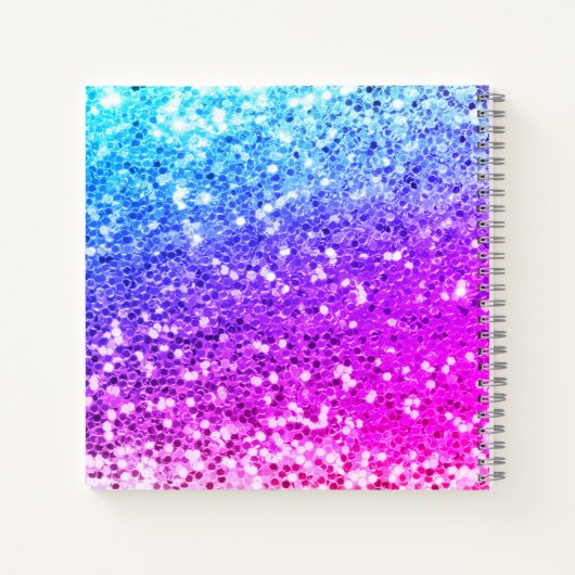 Niedliches Einhorn-Rosa Glitzer Regenbogengold Mon Notizblock (Rückseite)