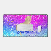 Niedliches Einhorn-Rosa Glitzer Regenbogengold Mon Schreibtischunterlage (Tastatur & Maus)