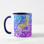 Niedliches Einhorn-Rosa Glitzer Regenbogengold Mon Tasse (Links)