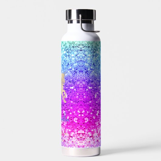 Niedliches Einhorn-Rosa Glitzer Regenbogengold Mon Trinkflasche (Links)