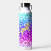 Niedliches Einhorn-Rosa Glitzer Regenbogengold Mon Trinkflasche (Vorne)