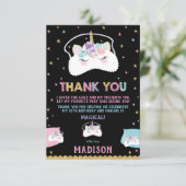 Niedliches Einhorn-Schlafmaske-Schlummerschlummler Dankeskarte (Stehend Vorderseite)