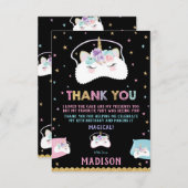 Niedliches Einhorn-Schlafmaske-Schlummerschlummler Dankeskarte (Vorne/Hinten)