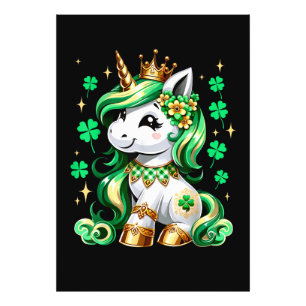 Niedliches Einhorn Shamrock St. Patrick's Day  Fotodruck