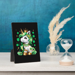 Niedliches Einhorn Shamrock St. Patrick's Day Fotoplatte