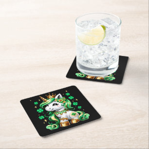 Niedliches Einhorn Shamrock St. Patrick's Day Rechteckiger Pappuntersetzer