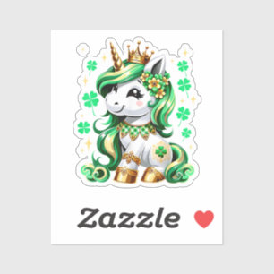 Niedliches Einhorn Shamrock St. Patrick's Tag Aufkleber