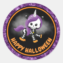 Niedliches Einhorn Skelett und Lila Glitzer Hallow