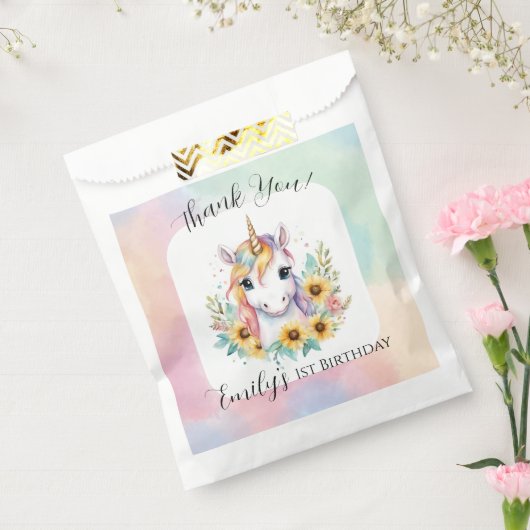 Niedliches Einhorn Sonnenblume Geburtstag Geschenktütchen (Versiegelt)