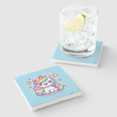 Niedliches Einhorn Steinuntersetzer (Seitenansicht)