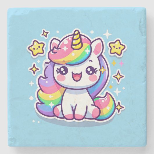 Niedliches Einhorn Steinuntersetzer (Vorderseite)