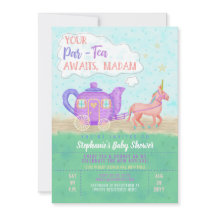 Niedliches Einhorn Tea Party Kinderdusche Einladun