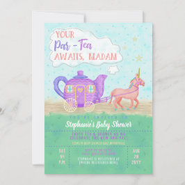 Niedliches Einhorn Tea Party Kinderdusche Einladun Einladung