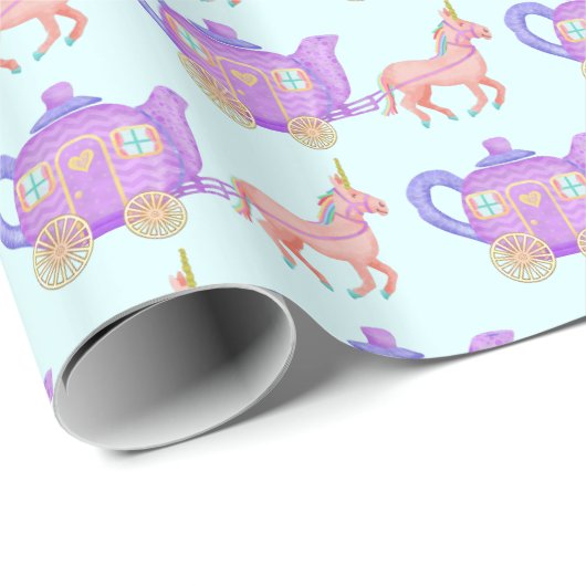 Niedliches Einhorn Tee Party Babydusche Geschenkpapier (Rolleneckpunkt)