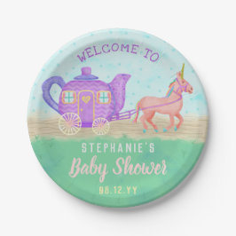 Niedliches Einhorn Tee Party Babydusche Pappteller