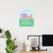 Niedliches Einhorn Tee Party Babydusche Poster (Heimbüro)