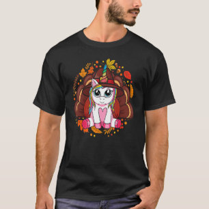 Niedliches Einhorn Türkei Glückwunsch Thanksgiving T-Shirt