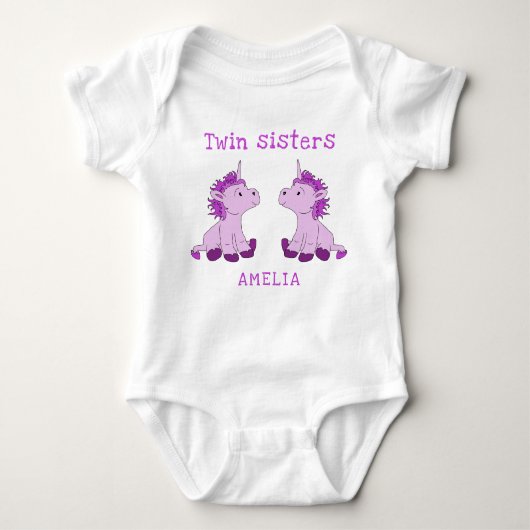 Niedliches Einhorn Twin Sisters Baby Bodysuit mit  Baby Strampler (Vorderseite)