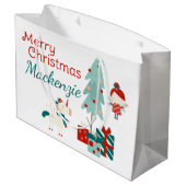 Niedliches Einhorn und Fairy Individuelle Name Fro Große Geschenktüte (Rückseite Schrägansicht)