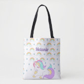 Niedliches Einhorn und Rainbows Personalisiert Gir Tasche (Vorderseite)