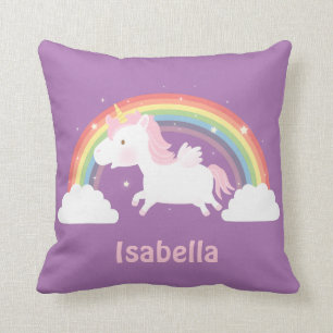 Niedliches Einhorn und Regenbogen Mädchen Zimmer K Kissen