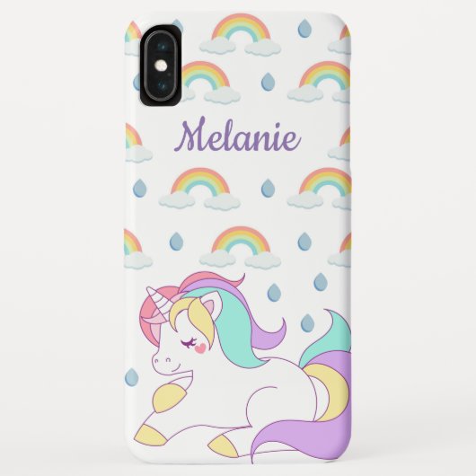 Niedliches Einhorn und Regenbogen Personalisiert Case-Mate iPhone Hülle (Rückseite)