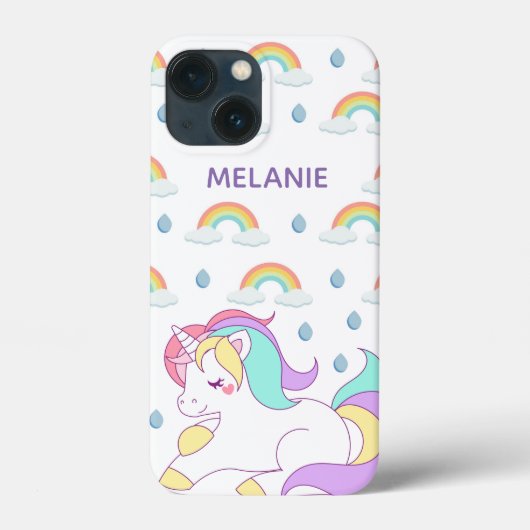 Niedliches Einhorn und Regenbogen Personalisiert Case-Mate iPhone Hülle (Rückseite)