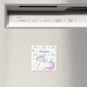 Niedliches Einhorn und Regenbogen Personalisiert Magnet (In Situ (Geschirrspüler))