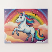 Niedliches Einhorn und Regenbogen Personalisiert Puzzle (Horizontal)