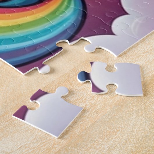 Niedliches Einhorn und Regenbogen Personalisiert Puzzle (Seite)