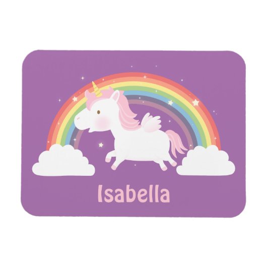 Niedliches Einhorn und Regenbogenmagnet für Mädche Magnet (Horizontal)