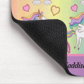 Niedliches Einhorn- und Regenbogenmuster individue Mousepad (Ecke)